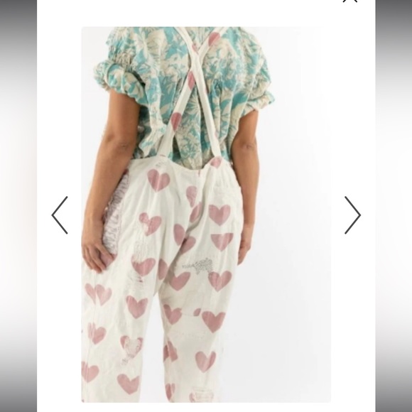 Magnolia Pearl Love Appliqué overalls. Like new worn once! OS - Picture 2 of 7